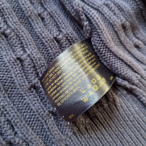 BROOKS BROTHERS Cotton Cable Knit Navy Cardigan with Red and White Trim - Picture 6 of 10